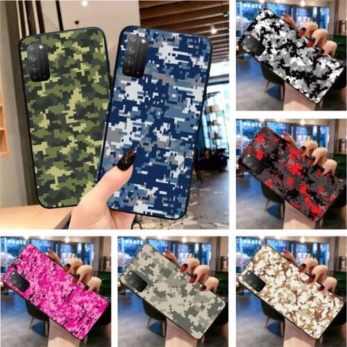 Digital Camouflage Camo Army Green Phone Case for Huawei Honor 30 20 10 9 8 8x 8c v30 Lite view 7A pro