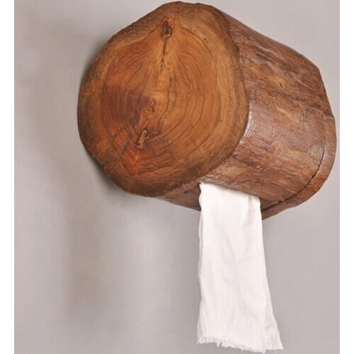 Wooden paper holder Retro tissue box home decoration household bathroom wall hanging toilet roll paper storage rack mx912940