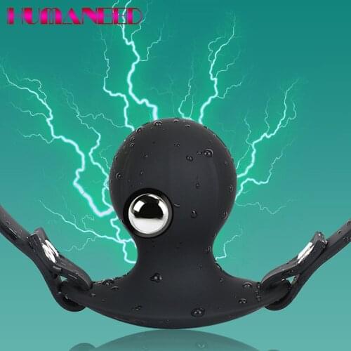 Electric Shock Mouth Plug Vibrator For Women G Spot Stimulator Anal Dildo Plug For Men Couples Prostate Massager BDSM Adult Game