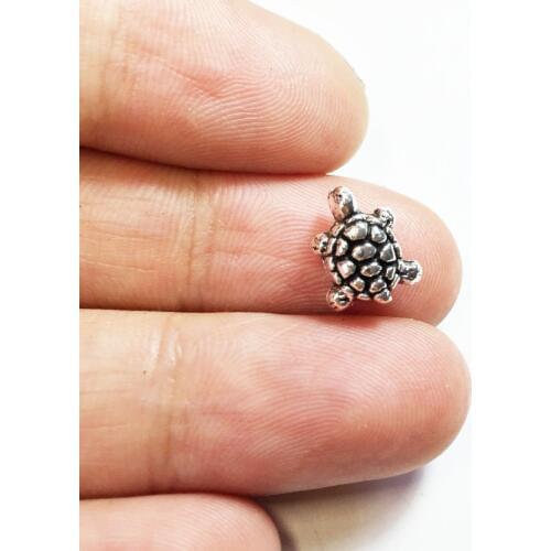 Eruifa 30pcs 8*10mm Mini Tortoise Burnished silver Zinc alloy Beads Charms Pendant Jewelry DIY Handmade Bracelet