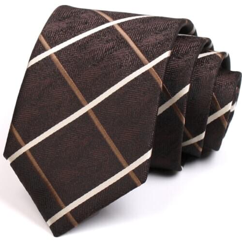 Mens High Quality Tie New Design 7CM Plaid Ties For Men Business Suit Work Necktie Male Fashion Formal Neck Tie With Gift Box