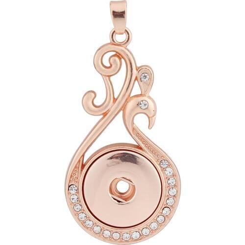 JaynaLee Rose Golden Snaps Pendant without Chain fit 18mm or 20mm Ginger Snaps for women Men gift GJP7004