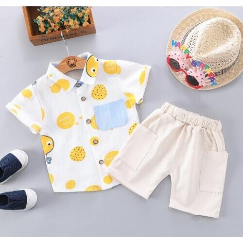 Summer Baby Boys girls Clothing Sets Toddler Infant Short Sleeve printed top T Shirt Shorts Children Casual Clothes