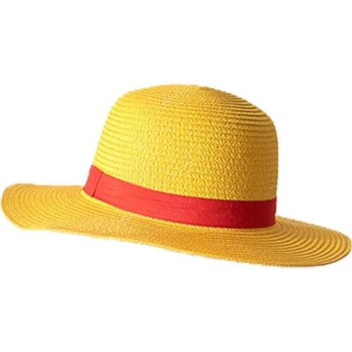 Japanese Anime Pirate Sun Hat Woven Straw Summer Sunscreen Wide Brim Performance Beach Cap Cosplay Costume Accessories