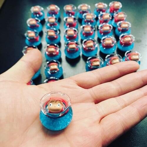 Mini Cute Cartoon Ponyo On Cliff By The Sea Goldfish Princess Fridge Magnet Decoration Micro Landscape Luminous Child Gifts