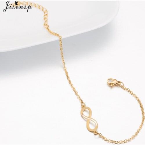 Jisensp Minimalist Number 8 Chain Bracelet Infinity Stainless Steel Bracelets for Women Men Bohemian Charm Jewelry Gift 2021