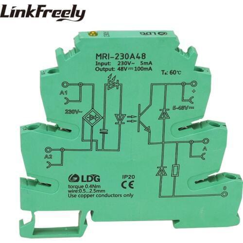 MRI-230A48 10pcs LED Interface Voltage Relay Module Input 230VAC Opticalcoupler Isolation Signal DIN Rail Relay
