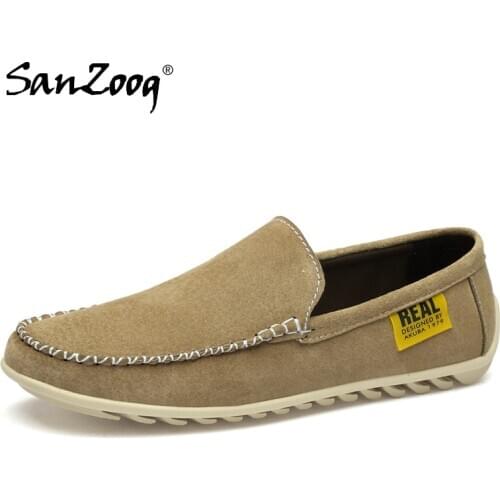 Slip-on Casual Suede Men Leather Shoes Trend 2020 Fashion Driving Shoes Summer Breathable Dropshipping