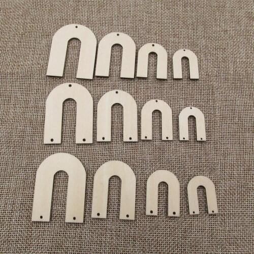 Unfinished Blank Wood Rainbow Bridge Shape Round Cutouts Plywood For DIY Jewerly Project Making
