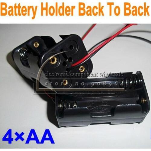 Wholesale 25pcs/lot 4XAA 6v 4AA Plastic Black Back To Back Battery Storage Case Box Holder Socket With 6" Wire Leads