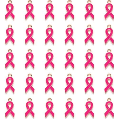Awareness Charms Pink Ribbon Charm Beads Hope Ribbon Pendant Charms for DIY Jewelry Craft Making Supplies
