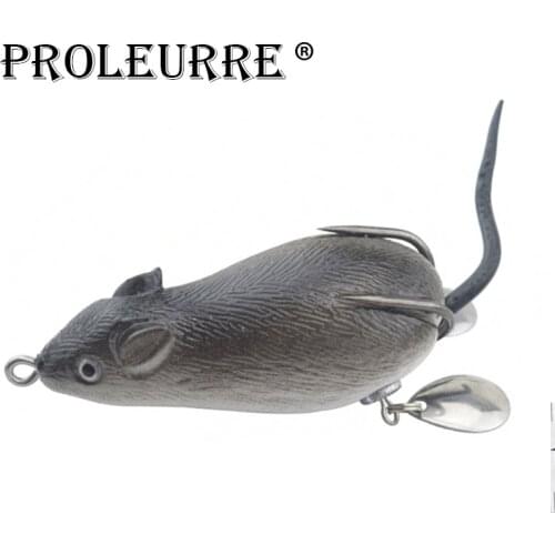 Proleurre 1pcs 7cm 17.5g Soft Mouse Fishing Bait Japan Plastic Frog Lure Treble Hooks Topwater Frog Artificial Soft Bait Pesca