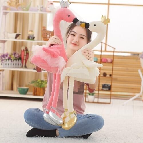 Dropshipping 1pc Beautiful Skirt Swan White&Pink Color Super Lovely Animal Stuffed&Plush Baby Cotton Toys Party Doll Girls gift