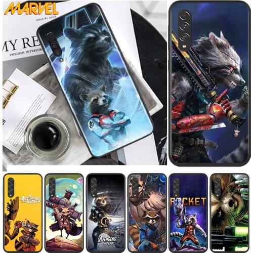 Rocket Racoon Marvel cute for Samsung Galaxy A90 A80 A70 A60 A50 M60 M40 A20E A2Core A10S A10E Silicon Soft Black Phone Case