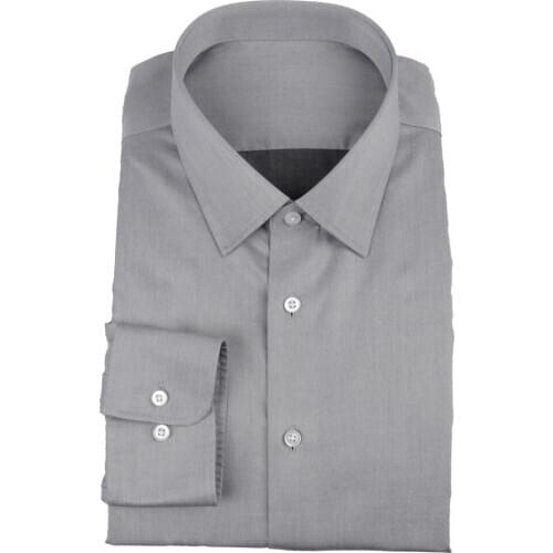 Tailored Shirt 100s 2-ply Custom Luxury Wrinkle Free Men Dress Shirts Tailor-Made Light Gray Business Chemise Sur Mesure De Luxe