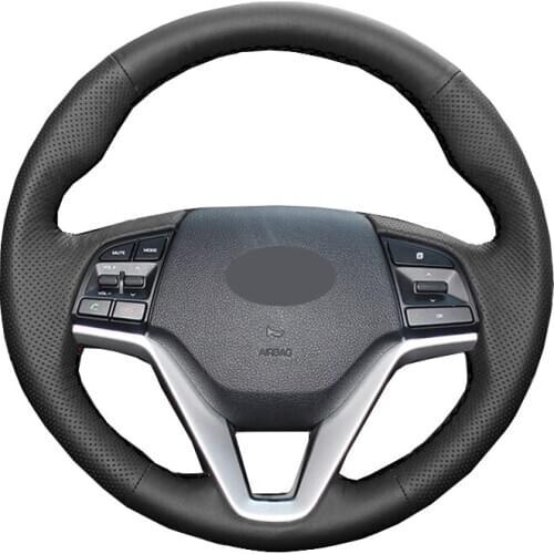 Hand Sewing Car Steering Wheel Cover Wrap For Hyundai Tucson 3 2016 2017 2018 2019 2020 2021 Volant Non-slip Artificial Leather