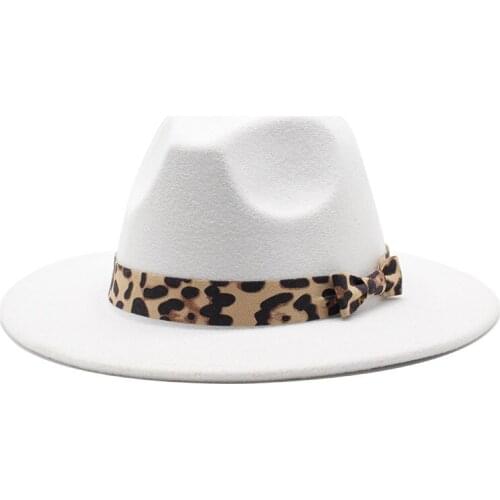 Fedora hats men hats ladies felt wholesale jazz bow leopard print accessories Panama shallow fedora hats шляпа женская