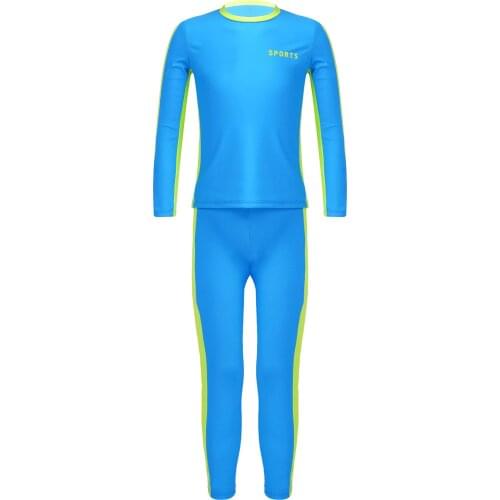 Boys Girls Yoga Sportswear Gym Sport Clothing Running Exercise Unisex Yoga Outfits Long Sleeves Stretchy T-shirt and Pants Sets