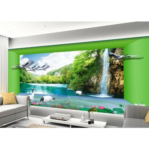 Stereoscopic 3d wallpaper Lake aesthetic space Home Decoration 3d murals wallpaper for living room