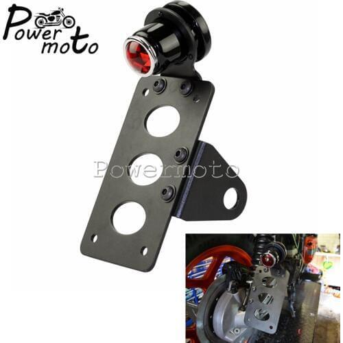 Motorcycle License Plate Bracket LED Taillights Side Mount Vertical Mount Tail Light Brake Stop Lamp For Harley Chopper Bobber