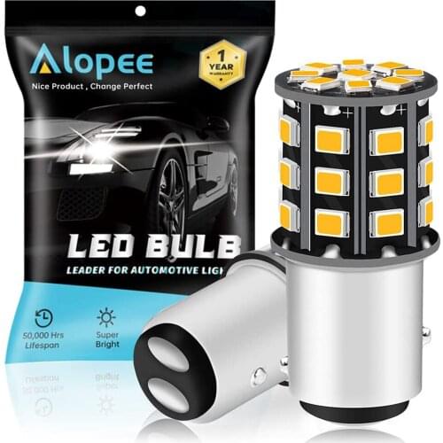 2-Pack 1157 BAY15D 1016 1034 7528 2057 2357 2835 33 SMD LED Light Bulb 12V-24V Amber/Yellow Car Turn Signal Tail Blinker Bulb