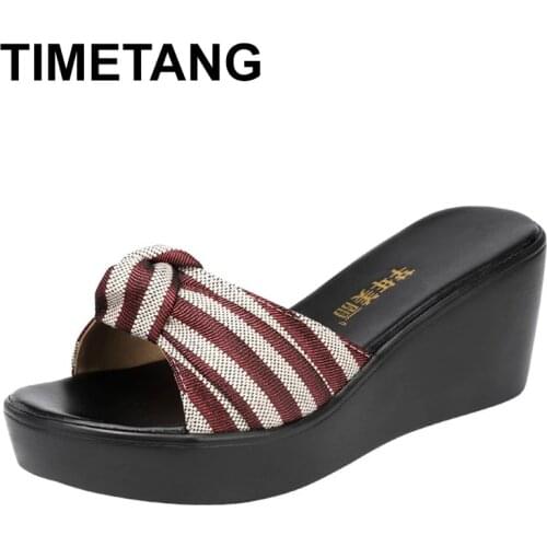 TIMETANG 6cm Wedges Heel Sandals Women Wear Fashion 2021 New Thick Bottom Platform Open Toe High Heel Sandals
