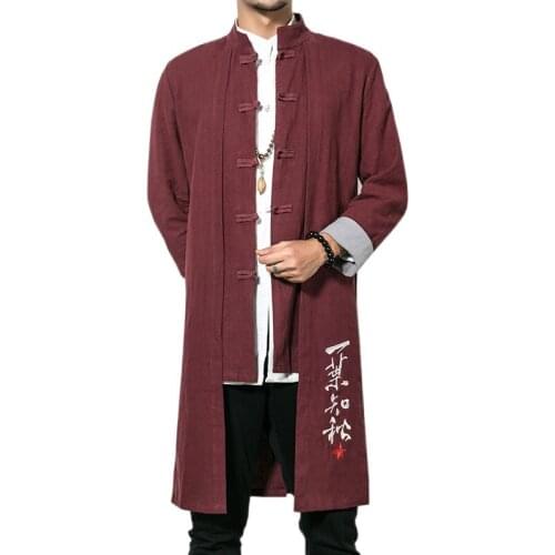 Chinese traditional men clothing mens trench coat kung fu clothing traditional chinese dress men robe chinoise TA092