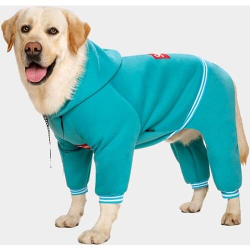 Spring big dog clothes, dog sweater hoodie / full cover one-piece / suitable for medium and large dog coat