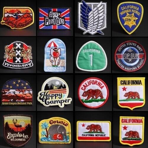 High Quality Champions Patches Iron On Morale Badge Landscape Animal Appliques 3D Diy State Flag Wings of Liberty Clothes Decor