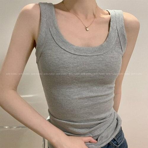 2021 Summer Top Quality Vintage Grey Camisole Tops Women Black Punk Sexy Tank Top Streetwear Seeveless TShirt Feminino