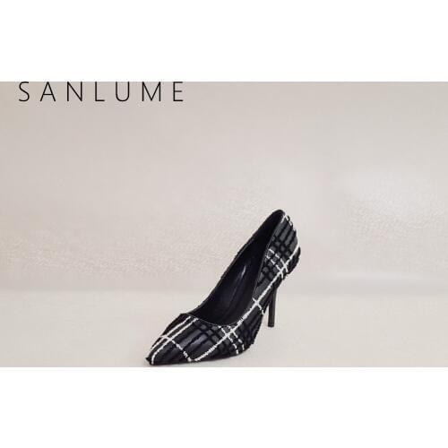 SANLUME Black Heel Autumn Pumps Women Shoes Woman Extreme High Heels Ladies Elegant Stiletto Party shoes Pointed Toe Heels