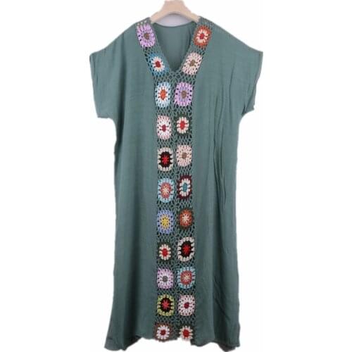 Womens Summer Long Dress Maxi Solid Beach Cover Up Not Fixed Crochet Flower Womens Coverups 2021 Vocation Holiday Beach Outlet