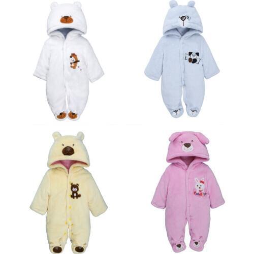 Winter baby rompers cartoon clothes boys baby girl hooded outfit warm jumpsuit baby newborn clothing set kids spring Thick