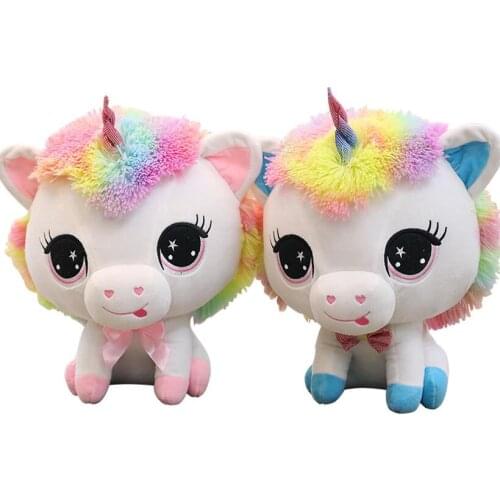 1pc 35cm Rainbow color Lovely Unicorn Plush Toys Soft Stuffed Cartoon Doll Cute Animal Horse Toys for Children Girls gift