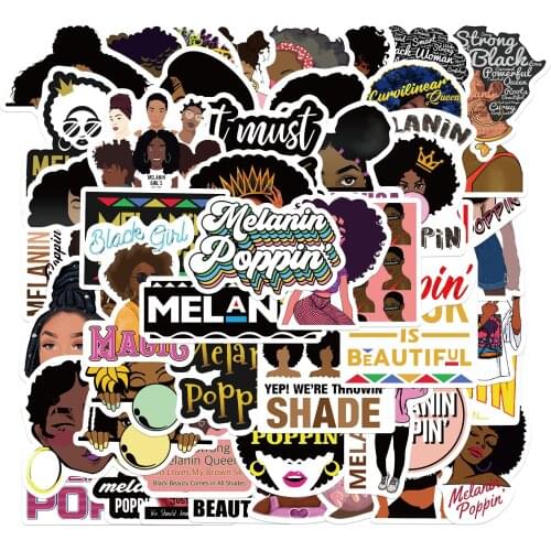 10/50pcs Black girl Cartoon Stickers Waterproof Skateboard Motorcycle Guitar Luggage Laptop Bicycle Sticker Kids Toys Decal