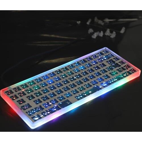 84 Key Hot Swap Mechanical RGB Keyboard Kits Programmable QMK PCB Plate Acrylic Shell Transparent Statelliters Positioning Board