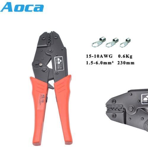 COLORS HS-10 wire crimping pliers for non-insulated terminals clamp 1.5-10mm2 15-7AWG W shape European style crimping hand tools
