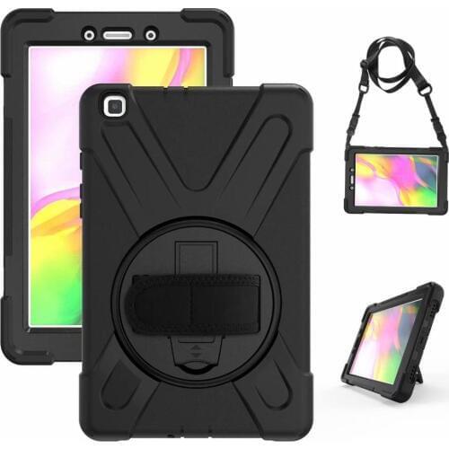 Kids Silicone safe Case For Samsung Galaxy Tab A 8.0 2019 T290 T295 SM-T290 T297 Tablet 360 Degre Cover +Neck Strap & Hand Strap
