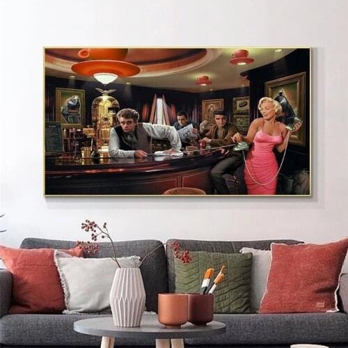 Elvis Presley James Dean Portrait Canvas Painting Graffiti Art Posters and Print Abstract Wall Art Picture for Living Room Decor