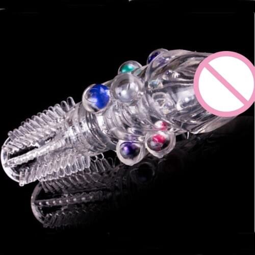Fan Qie Mei Big Head Crystal Penis Sleeve Penis Extender Condoms Dildo Spike Special Condoms Male Sex Product