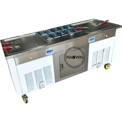 Fresh-keeping Refrigerator Best Selling Commercial 2+10 Square Plate Fried Ice Cream Machine With Glass Board CFR Pri