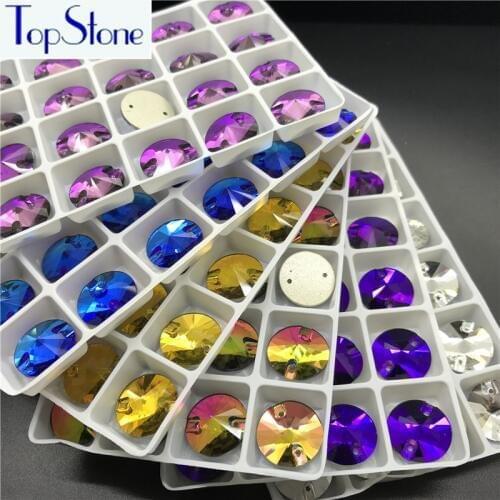 K9 Sew On Stone #3200 All Colors 16mm Rivoli Sew On Rhinestone Flatback Round Sewing Glass Crystals for dress garment