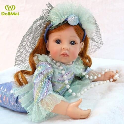 Little mermaid baby girl doll toys gift 24"58cm vinyl silicone reborn baby princess dolls bebe alive reborn menina bonecas