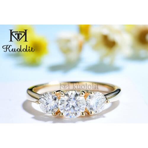 Kuololit 585 14K 10K Yellow Gold Ring for Women D VVS Moissanite Solitaire Engagement Ring for Luxury Jewelry for Anniversary
