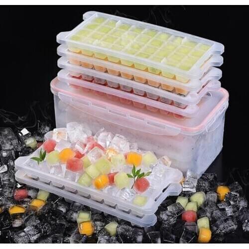 Ice Cube Tray 144 Grids Fruit Ice Cube Maker DIY Creative Small Ice Cube Mold Square Shape Kitchen Accessories with Storage Case