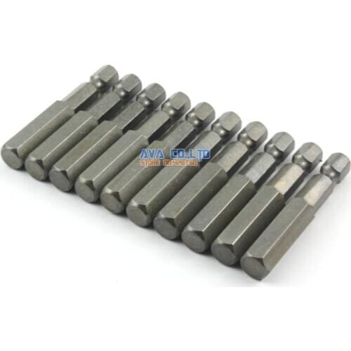 10 Pieces Magnetic Hexagon Screwdriver Bit S2 Steel 1/4" Hex Shank 50mm Long H8 Tip (50mm x H8)