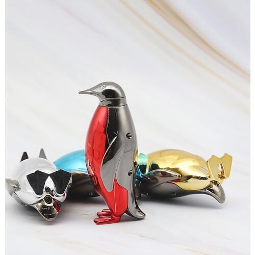 Metal Creative Penguin Shape Free Fire Butane Gas Cigarette Lighter