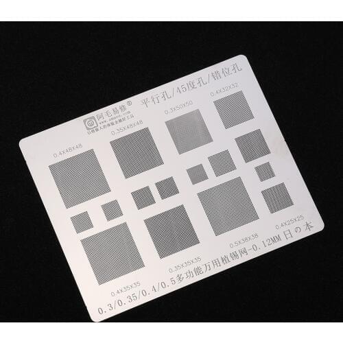 Multi Function BGA Stencil 0.3/0.35/0.4/0.5/Parallel/45 Degree Hole Universal Solder Template BGA Reballing Stencil