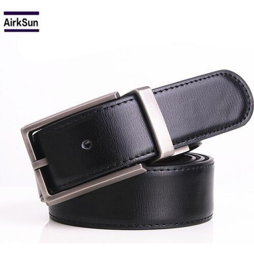 Male pin buckle belt buckle Youth double-sided leather Rotating belt buckle belts authentic pure cowhide middle-aged male 150CM
