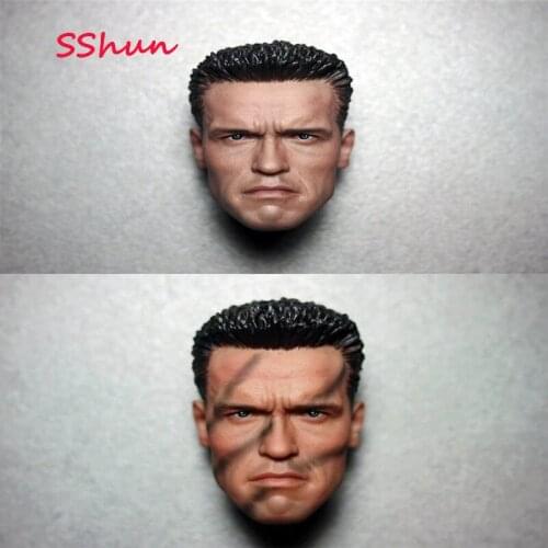1/6 Scale Male Soldier Arnold Head Sculpture T800 Head Sculpture Exploring Long Tan Tactical Camouflage Edition Can be connected